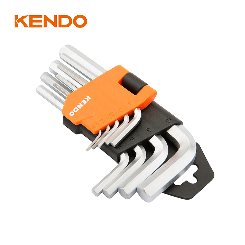 9pc Bộ chìa khóa lục giác cánh tay gấp tiêu chuẩn bằng thép carbon cao