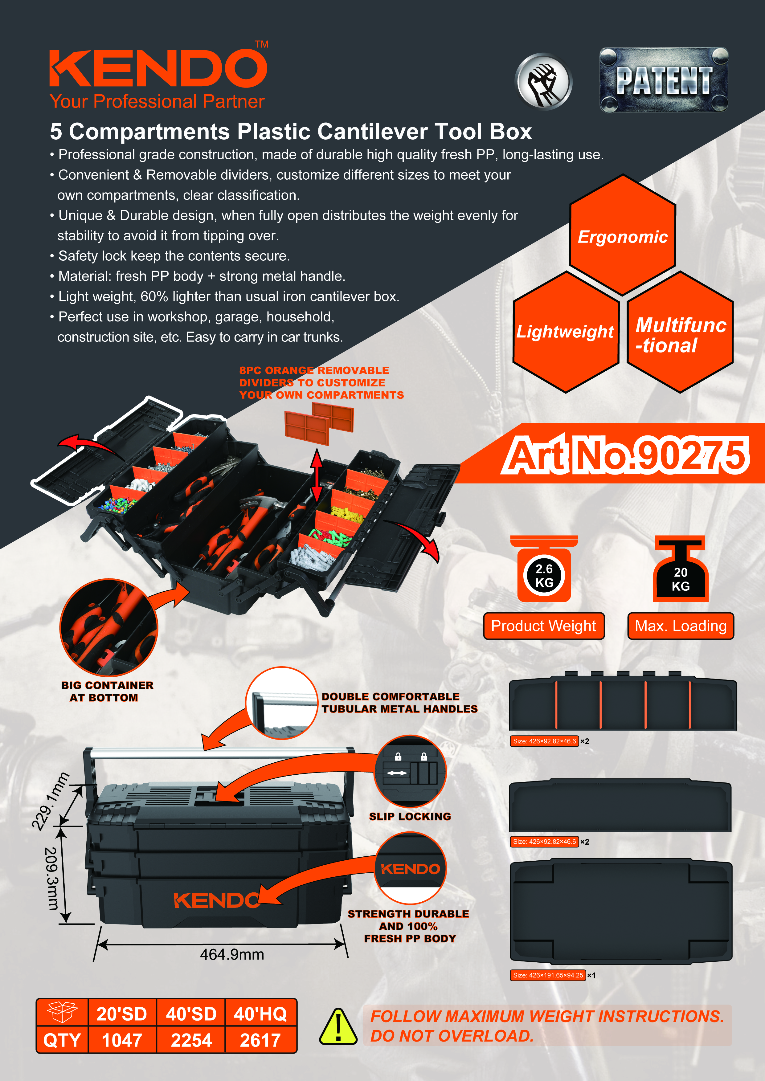 Hộp đựng dụng cụ nhựa đ&uacute;c hẫng 5 ngăn