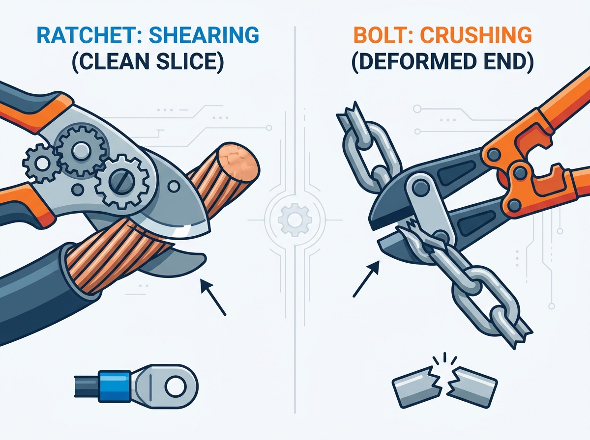 So s&aacute;nh m&aacute;y cắt c&aacute;p Ratchet v&agrave; m&aacute;y cắt bu l&ocirc;ng